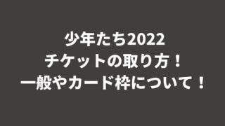 少年たち2022チケットの取り方！一般やカード枠について！