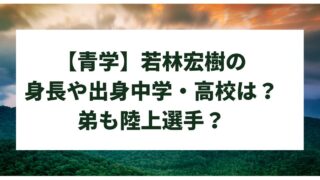 【青学】若林宏樹の 身長や出身中学・高校は？ 弟も陸上選手？