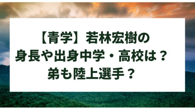【青学】若林宏樹の 身長や出身中学・高校は？ 弟も陸上選手？