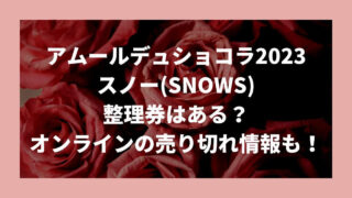 アムールデュショコラ2023スノー(SNOWS)の整理券はある？オンラインの売り切れ情報も！