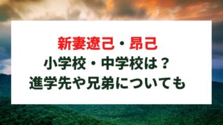 新妻遼己・昂己の小学校・中学校は?高校進学先や兄弟についても調査!