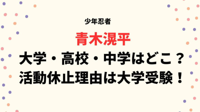 青木滉平の大学や高校・中学の学歴まとめ！活動休止理由は大学受験！