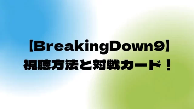 BreakingDown9(ブレイキングダウン)視聴方法と対戦カード！