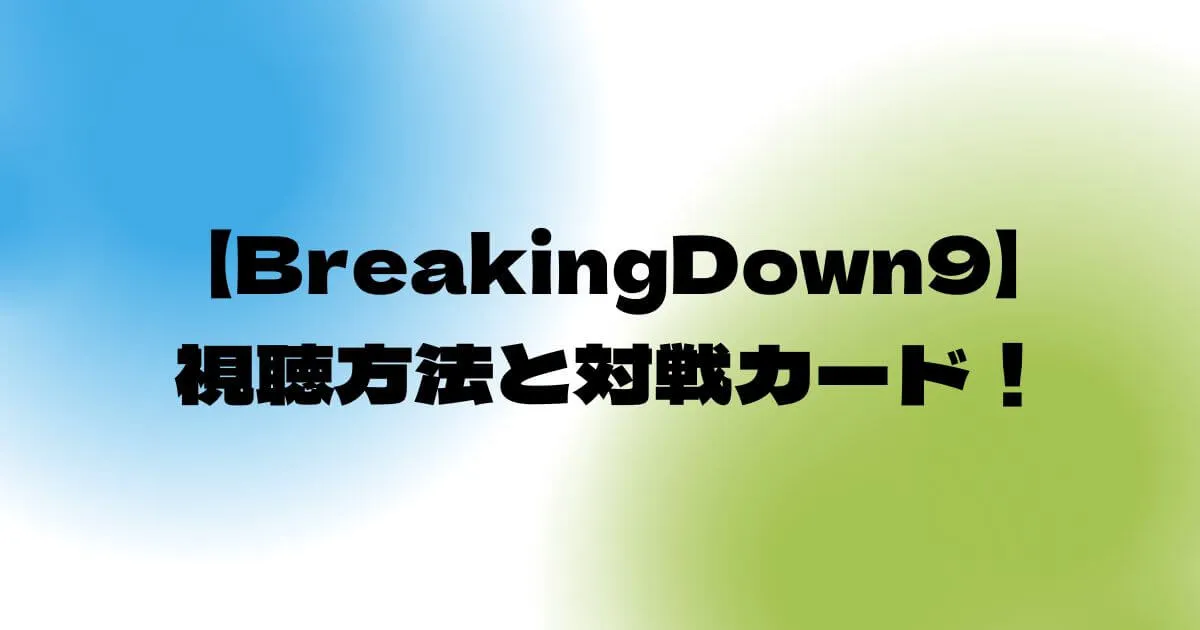 BreakingDown9(ブレイキングダウン)視聴方法と対戦カード！