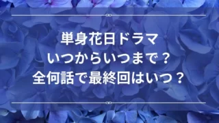 単身花日ドラマはいつからいつまで？全何話で最終回はいつ？