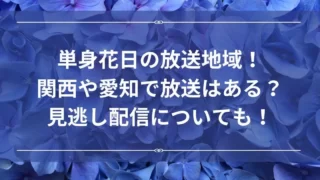 単身花日の放送地域！関西や愛知で放送はある？見逃し配信についても！